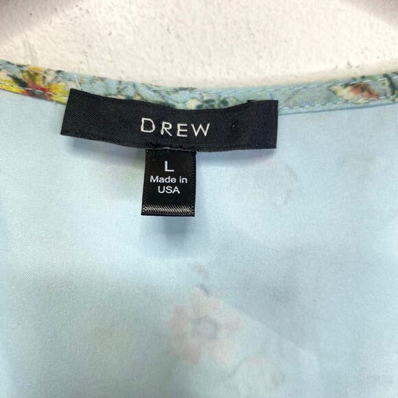 DREW Maggie Floral Wrap Dress Sz L Blue Ruffles Flounce Spring Cottagecore NWT - Picture 3 of 12
